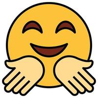 Filled color outline icon for emoji face. vector