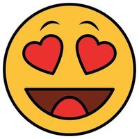 Filled color outline icon for emoji face. vector