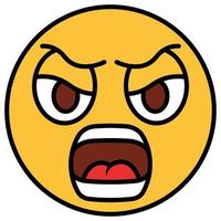 Filled color outline icon for emoji face. vector