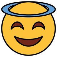 Filled color outline icon for emoji face. vector