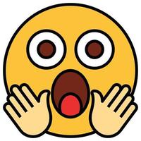 Filled color outline icon for emoji face. vector