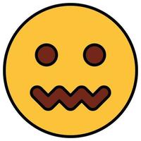 Filled color outline icon for emoji face. vector