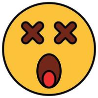 Filled color outline icon for emoji face. vector