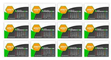 Desk Calendar 2023 Creative design, Simple monthly vertical date Layout for 2023 year in English. 12 months Calendar templates, Modern Table calendar design. Corporate or business calendar. vector