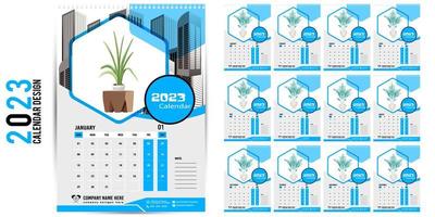 Wall Calendar 2023 Creative design, Simple monthly vertical date Layout for 2023 year in English. 12 months Calendar templates, Modern new year calendar design. Corporate or business calendar. vector