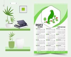 calendario de pared 2023 diseño creativo, diseño de fecha vertical mensual simple para el año 2023 en inglés. Plantillas de calendario de 12 meses, diseño moderno de calendario de año nuevo. calendario corporativo o de negocios. vector