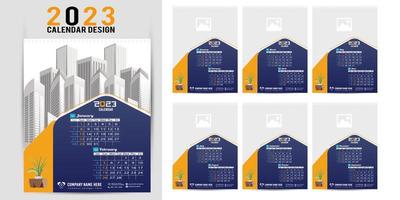 Wall Calendar 2023 Creative design, Simple monthly vertical date Layout for 2023 year in English. 12 months Calendar templates, Modern new year calendar design. Corporate or business calendar. vector