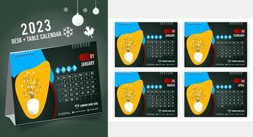 Desk Calendar 2023 Creative design, Simple monthly vertical date Layout for 2023 year in English. 12 months Calendar templates, Modern Table calendar design. Corporate or business calendar. vector