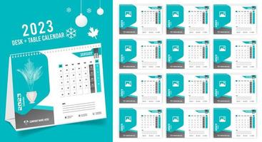 Desk Calendar 2023 Creative design, Simple monthly vertical date Layout for 2023 year in English. 12 months Calendar templates, Modern Table calendar design. Corporate or business calendar. vector