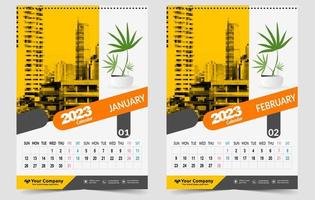 calendario de pared 2023 diseño creativo, diseño de fecha vertical mensual simple para el año 2023 en inglés. Plantillas de calendario de 12 meses, diseño moderno de calendario de año nuevo. calendario corporativo o de negocios. vector