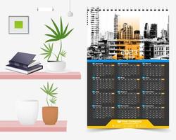 calendario de pared 2023 diseño creativo, diseño de fecha vertical mensual simple para el año 2023 en inglés. Plantillas de calendario de 12 meses, diseño moderno de calendario de año nuevo. calendario corporativo o de negocios. vector