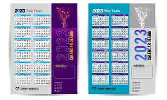 calendario de pared 2023 diseño creativo, diseño de fecha vertical mensual simple para el año 2023 en inglés. Plantillas de calendario de 12 meses, diseño moderno de calendario de año nuevo. calendario corporativo o de negocios. vector