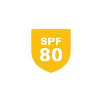 Sun protection SPF 80 simple flat icon vector. SPF 80 icon. Shield icon vector