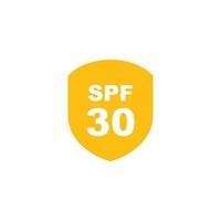 Sun protection SPF 30 simple flat icon vector. SPF 30 icon. Shield icon vector