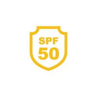 Sun protection SPF 50 simple flat icon vector. SPF 50 icon. Shield icon vector