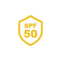 Sun protection SPF 50 simple flat icon vector. SPF 50 icon. Shield icon vector