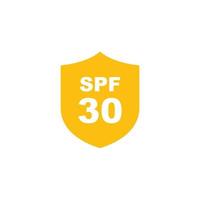 protección solar spf 30 vector de icono plano simple. icono de factor de protección solar 30. icono de escudo