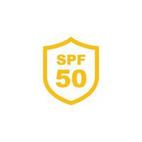 protección solar spf 50 vector de icono plano simple. icono de factor de protección solar 50. icono de escudo