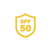 Sun protection SPF 50 simple flat icon vector. SPF 50 icon. Shield icon vector