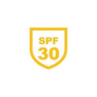 Sun protection SPF 30 simple flat icon vector. SPF 30 icon. Shield icon vector