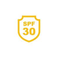 Sun protection SPF 30 simple flat icon vector. SPF 30 icon. Shield icon vector