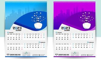 calendario de pared 2023 diseño creativo, diseño de fecha vertical mensual simple para el año 2023 en inglés. Plantillas de calendario de 12 meses, diseño moderno de calendario de año nuevo. calendario corporativo o de negocios. vector