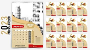 Wall Calendar 2023 Creative design, Simple monthly vertical date Layout for 2023 year in English. 12 months Calendar templates, Modern new year calendar design. Corporate or business calendar. vector