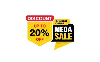 20 Percent MEGA SALE offer, clearance, promotion banner layout with sticker style. vector