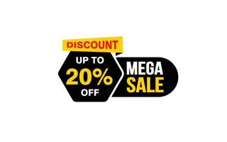 20 Percent MEGA SALE offer, clearance, promotion banner layout with sticker style. vector