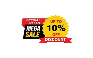 10 Percent MEGA SALE offer, clearance, promotion banner layout with sticker style. vector