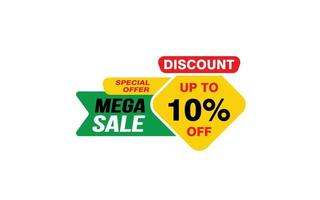 10 Percent MEGA SALE offer, clearance, promotion banner layout with sticker style. vector