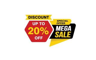 20 Percent MEGA SALE offer, clearance, promotion banner layout with sticker style. vector