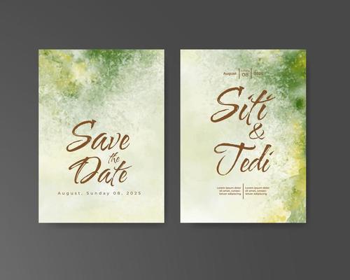 Wedding invitation with abstract watercolor background