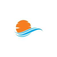 sun Logo with waves Icon Vector illustration