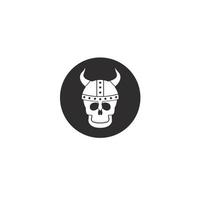 cráneo vikingo con ilustración de icono de vector de logotipo de casco