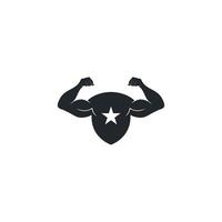 strong man with shield protection logo vector
