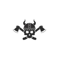 Viking skull with helmet logo vector icon illustration