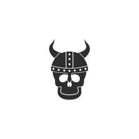 cráneo vikingo con ilustración de icono de vector de logotipo de casco