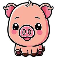 Cute pig farm animal farm mammal head vector