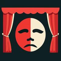 dramatic mask object on theater stage vector