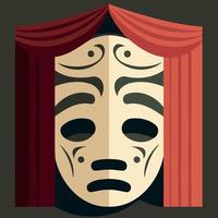 dramatic mask object on theater stage vector