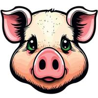Cute pig farm animal farm mammal head vector