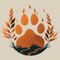 paw print of wild feline animal vector