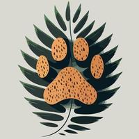 paw print of wild feline animal vector