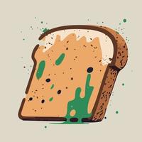 spoiled bread with mold fungus vector