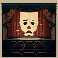 dramatic mask object on theater stage vector