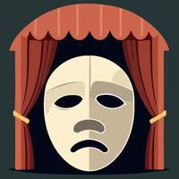 dramatic mask object on theater stage vector