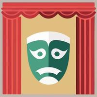 dramatic mask object on theater stage vector