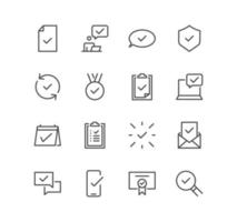 Set of approve related icons, inspector, check, list, confirm and linear variety vectors. vector