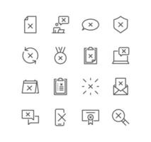 Set of reject related icons, refuse, cancellation, decline and linear variety vectors. vector